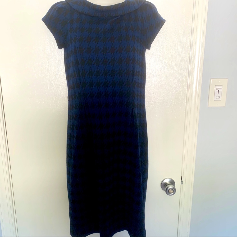 Jones New York Blue/Black Pattern Dress, Size 4p
